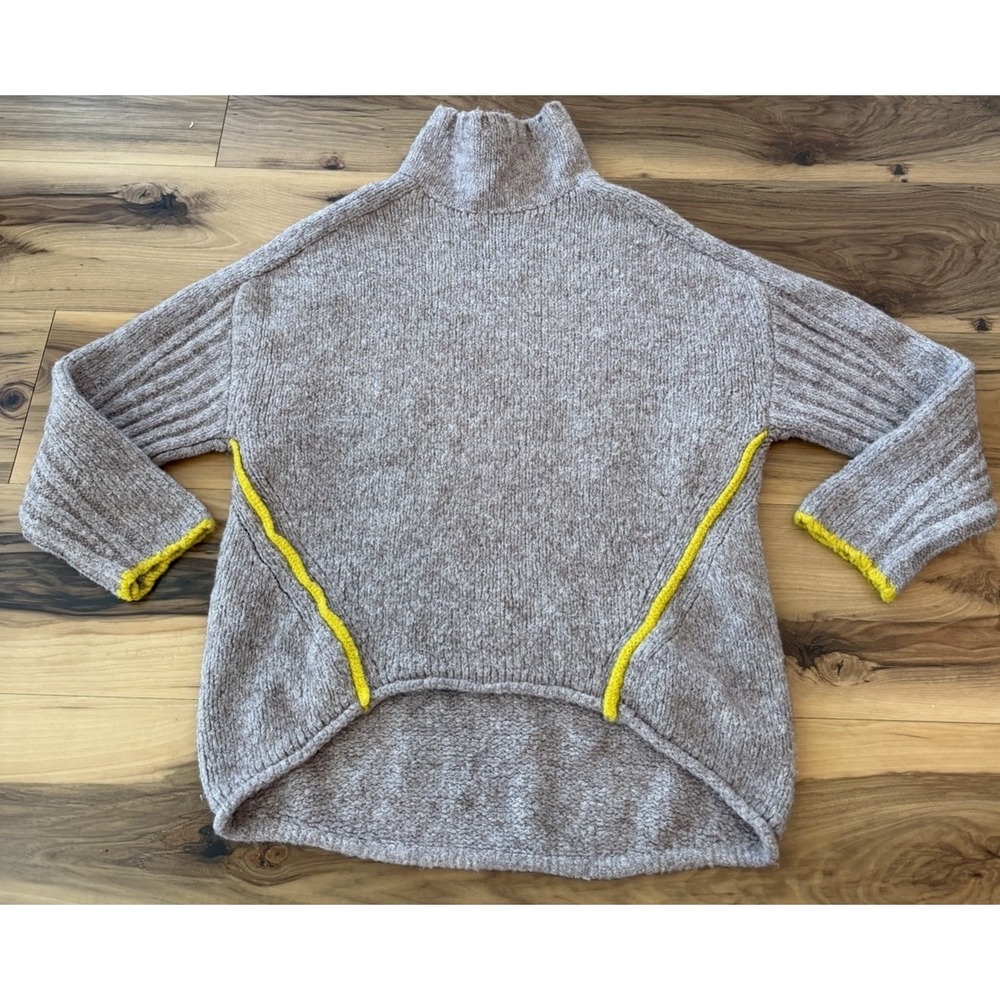 Moth‎ Anthropologie Oversized Cocoon Sweater Poncho Grey Yellow Lagenlook XSP